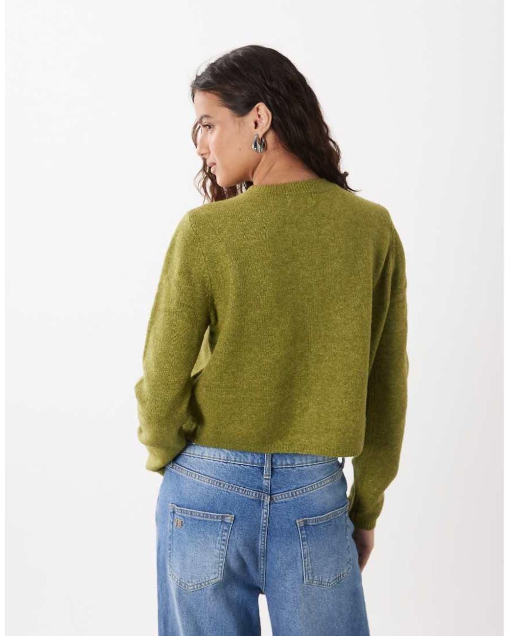 Jdy White Crew Neck Cardigan With Wool