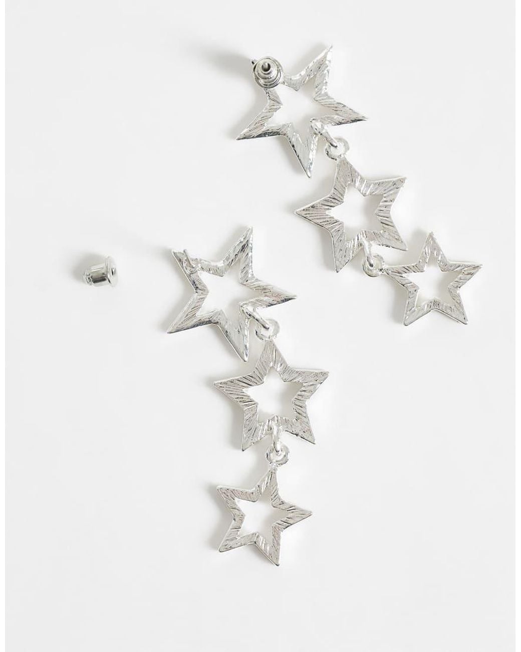 Accessorize White Gradual Metal Star Drop Earrings