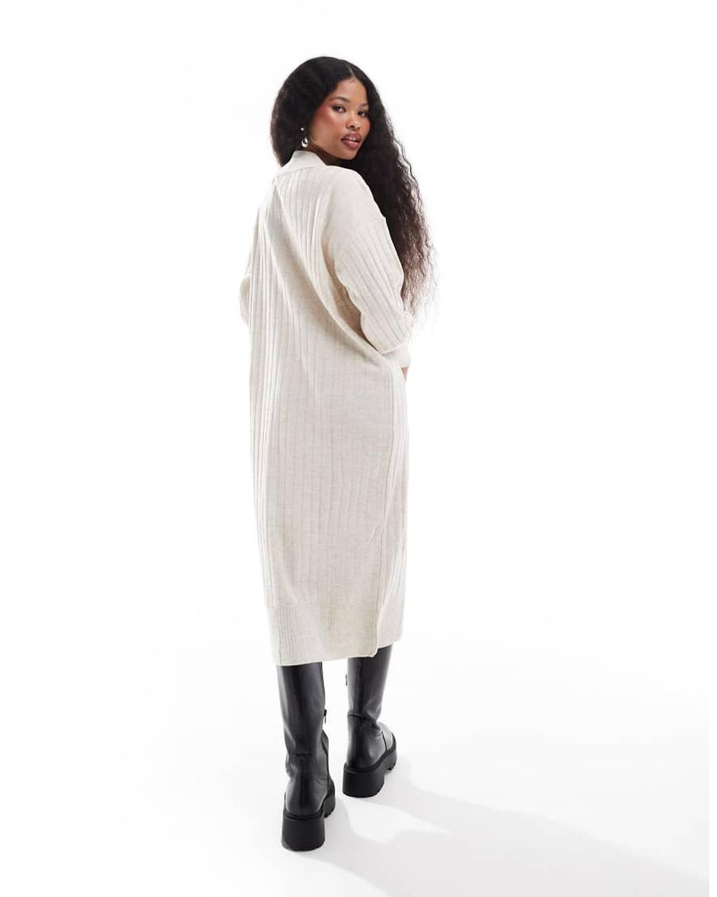 Only Petite Natural Knitted V Neck Maxi Dress