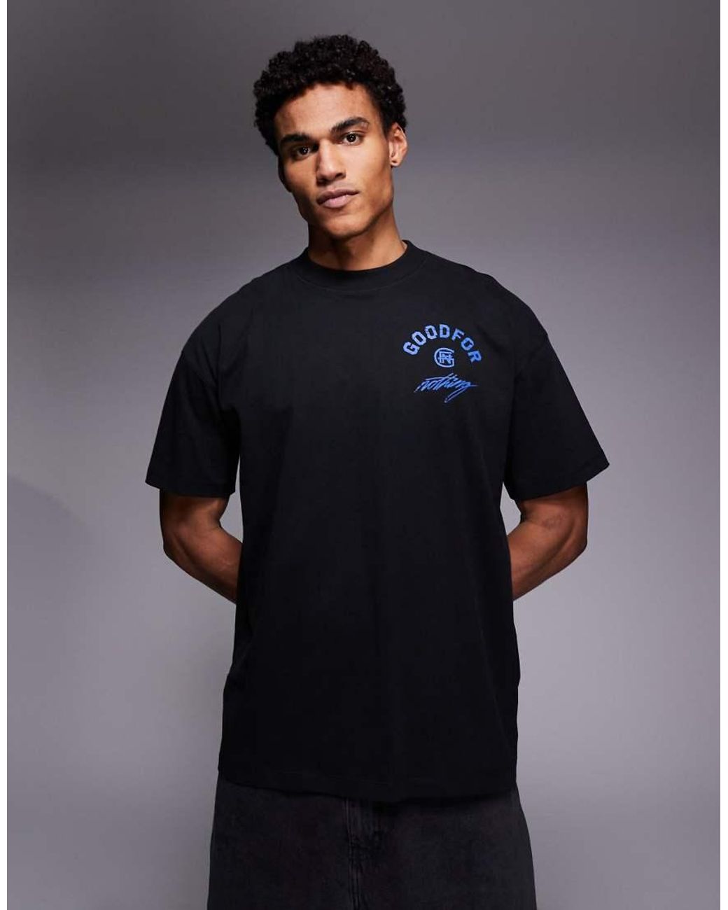 Good For Nothing Blue Oversized T-Shirt for men