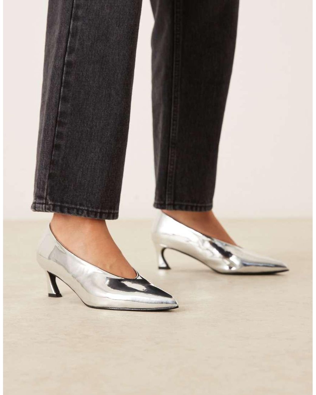 Glamorous Black Kitten Heel Court Shoes