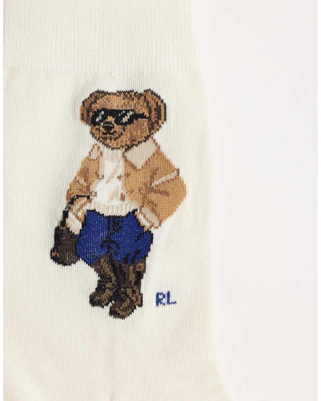 Polo Ralph Lauren Blue Winter Bear Print 3 Pack Crew Socks