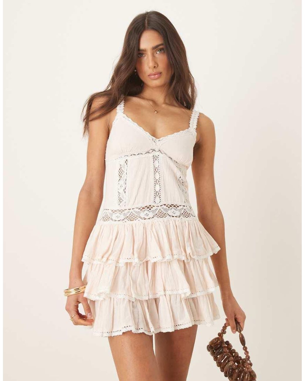 Amy Jane London Natural Ivy Tiered Cami Mini Dress