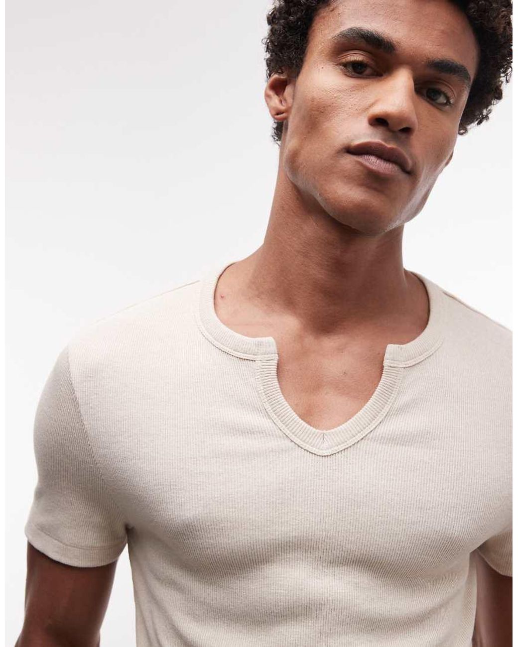 Collusion Multicolor Notch Neck Short Sleeve T-shirt for men