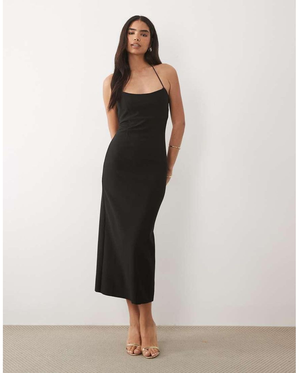 Mango Black Strappy Halterneck Maxi Dress