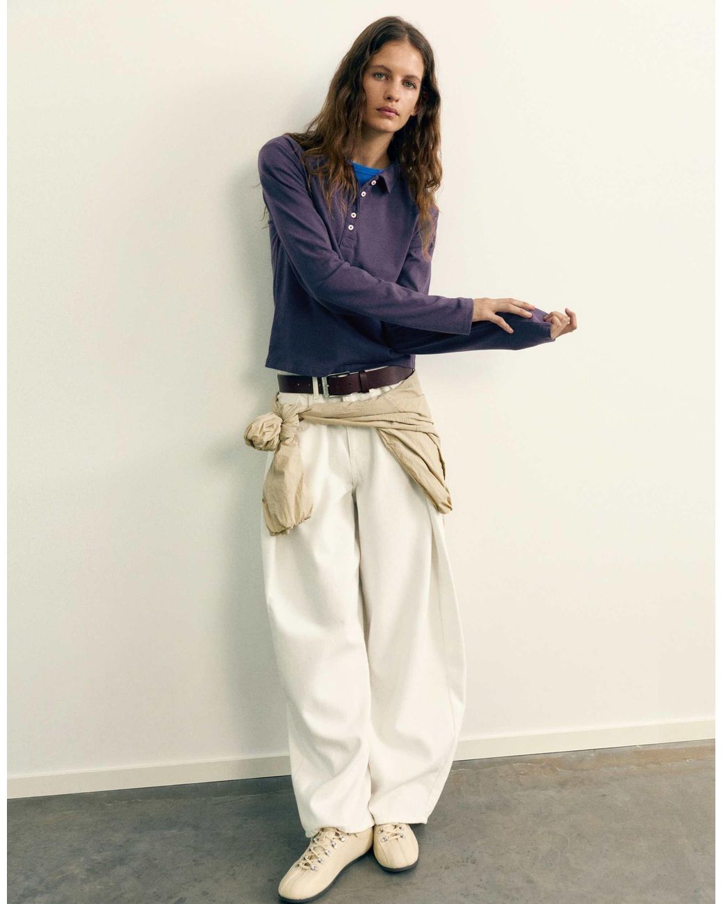 Pull&Bear Blue Langarm-polohemd