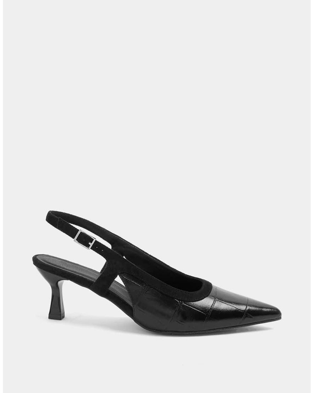 Yours Clothing Blue Wide Fit Croc Embossed Sling Back Heels