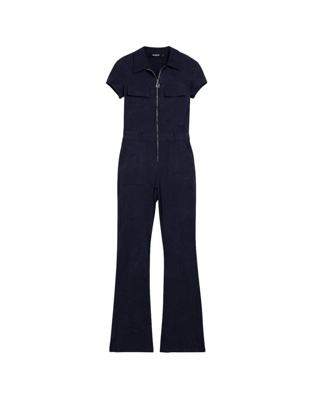 Desigual Blue Long Jumpsuit Zipper