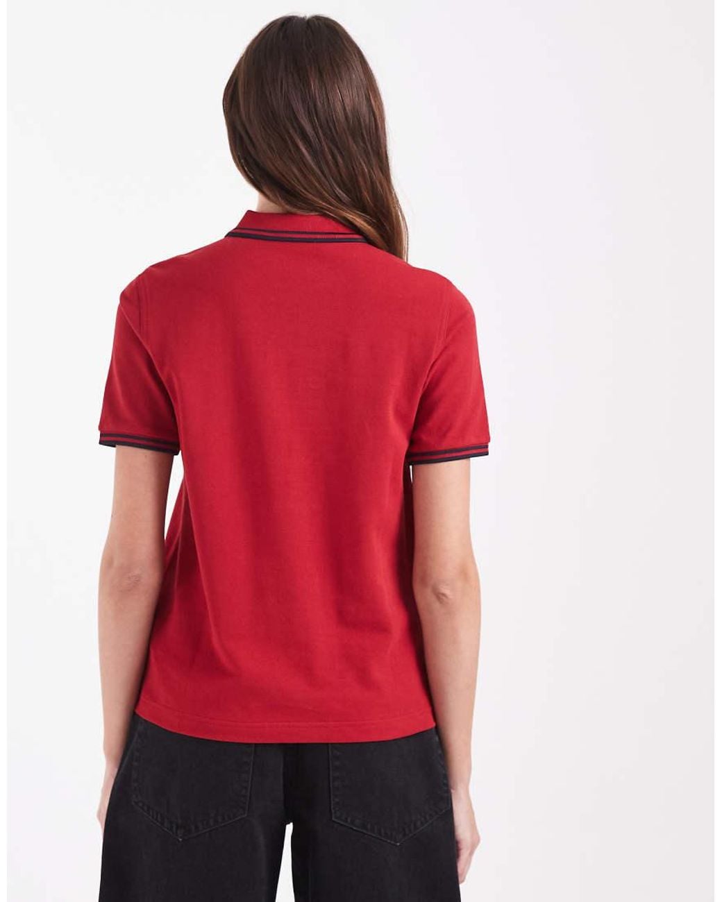 Fred Perry Red F Perry Short Sleeve Twin Tipped Logo Polo Shirt