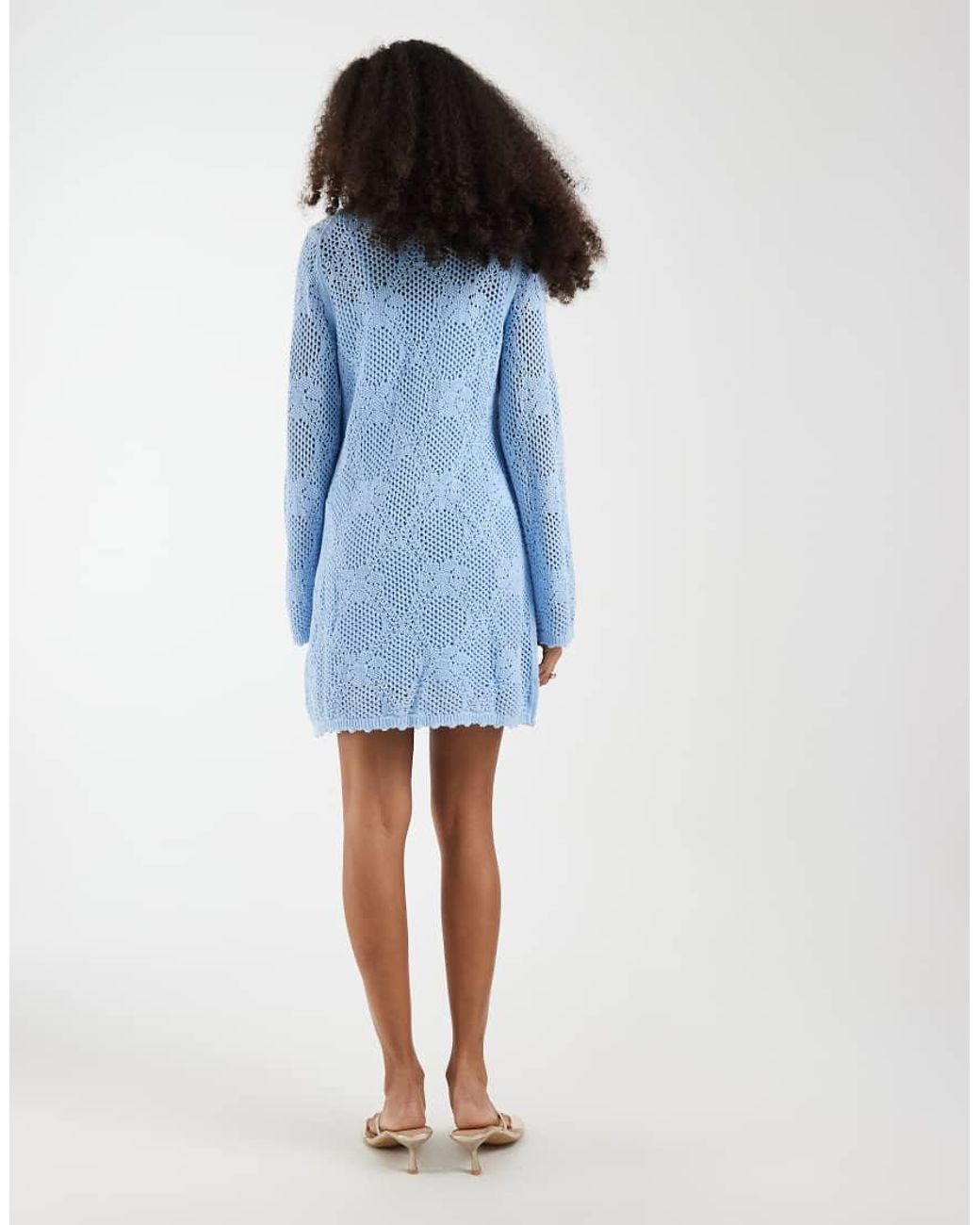 Gap Blue V-Neck Pointelle Mini Dress