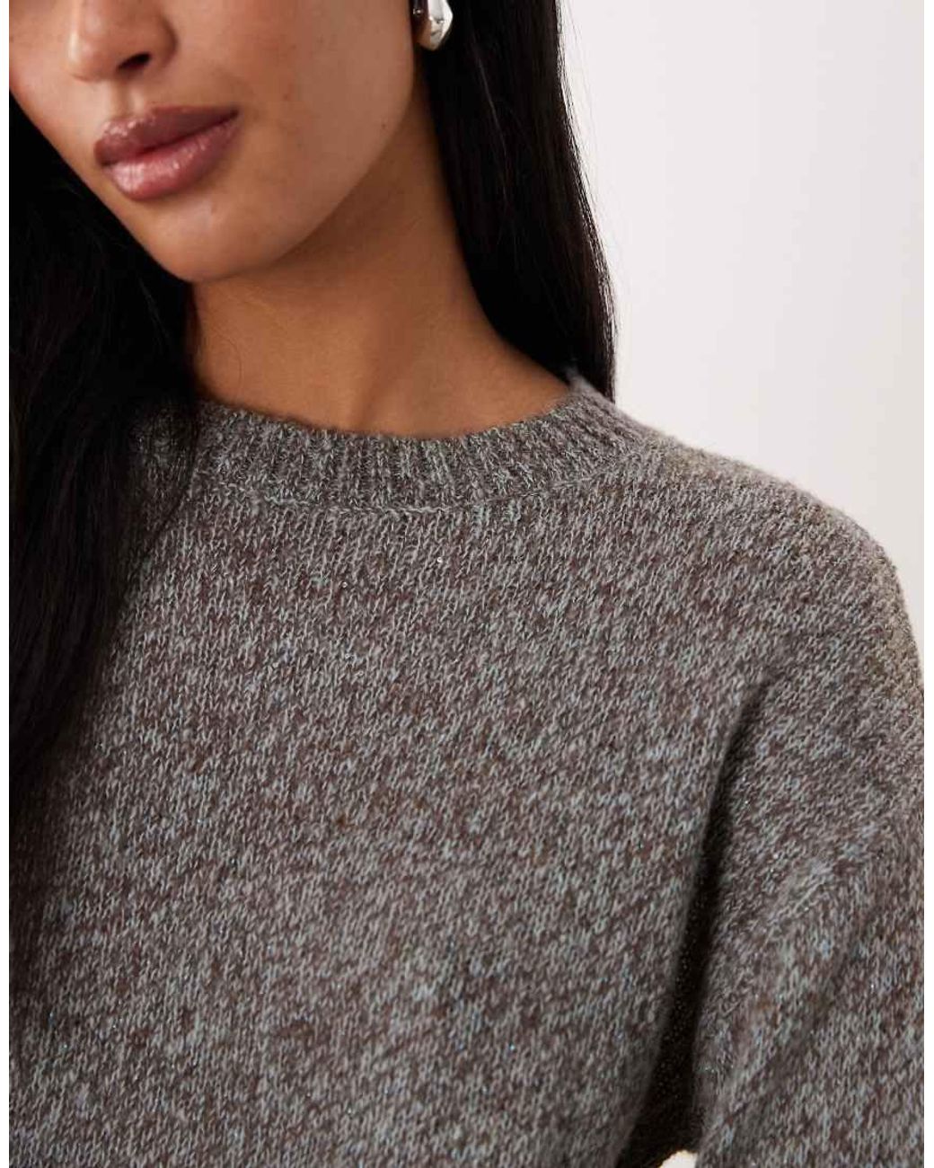 Mango Gray Wool Mix Crew Neck Jumper