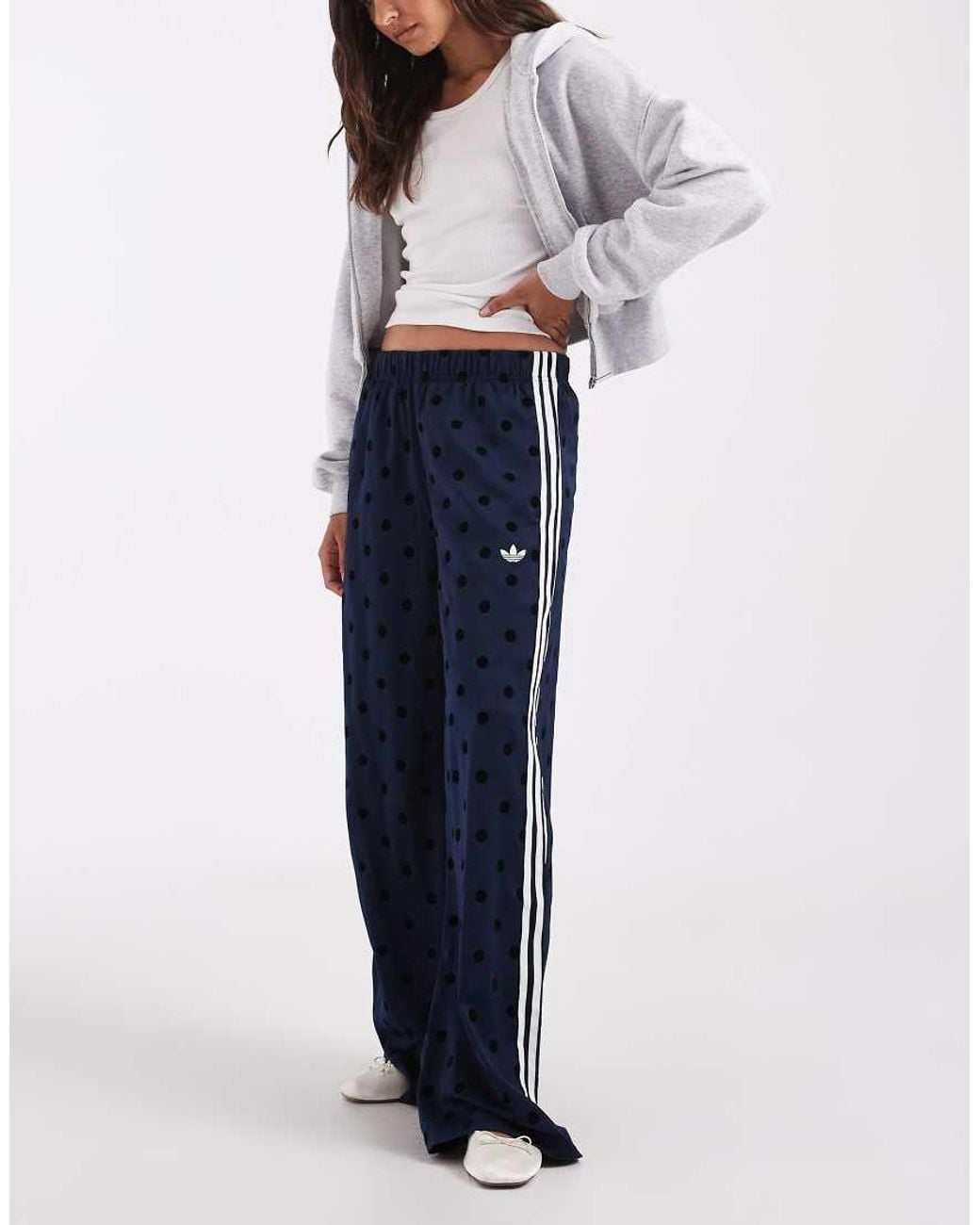Adidas Originals Blue Wide Leg Satin Track Pants
