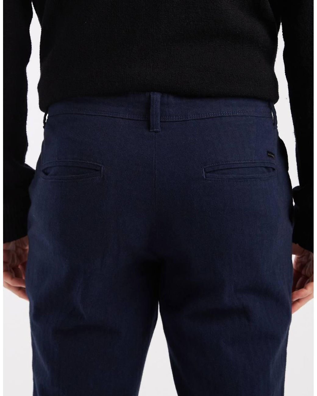 Jack & Jones Black Slim Fit Herringbone Chino for men