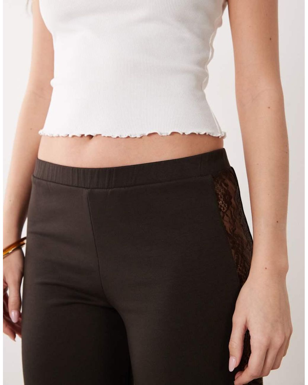 ASOS Brown Wide Leg Trouser With Lace Panel