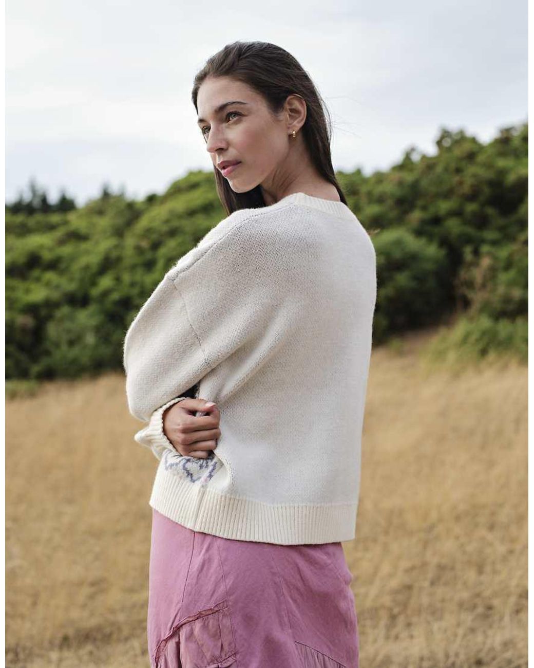 Daisy Street White X Miffy Oversized Knit Jumper With Fairisle Graphic