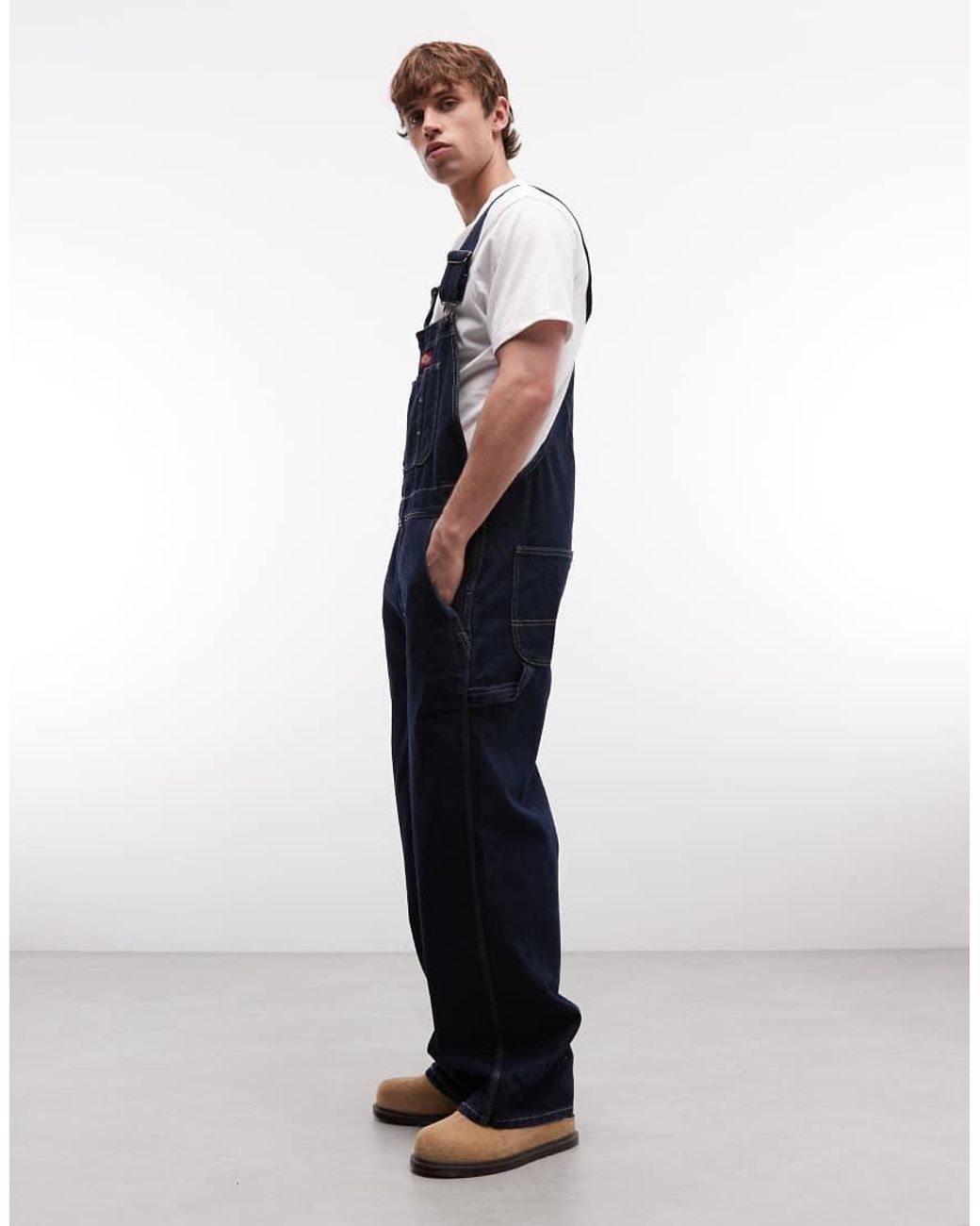 Dickies Blue Loose Denim Dungarees for men