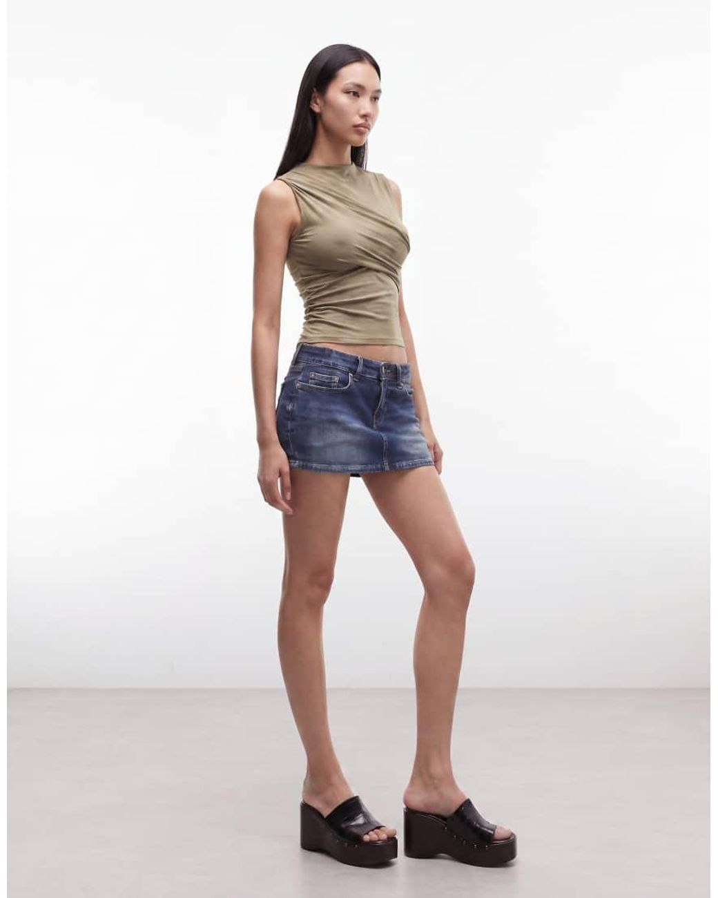 Motel Natural Otso Twist Wrap Short Sleeve Top