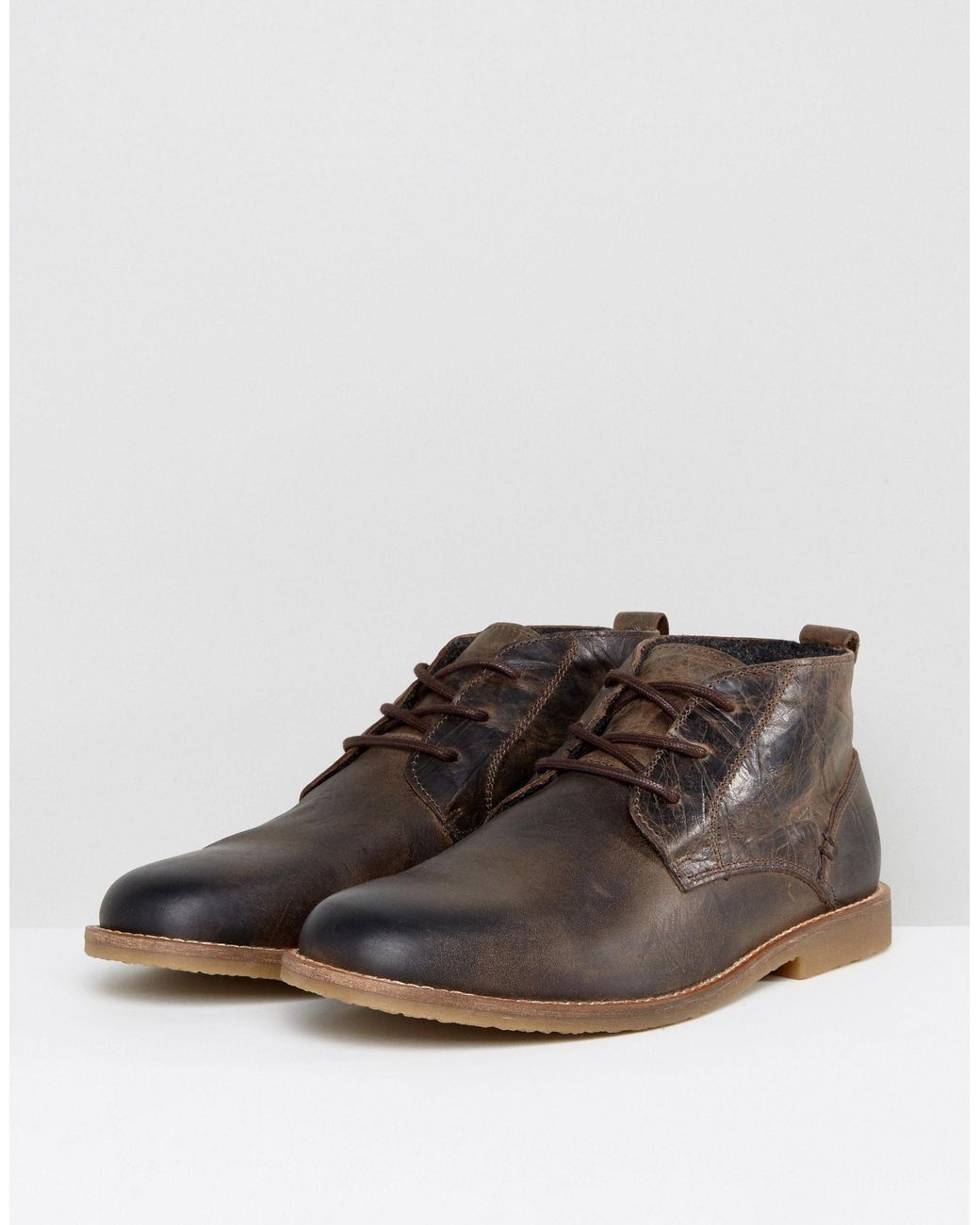 River Island Leather Desert Boots in 