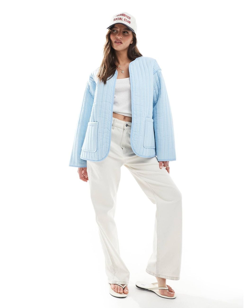 ASOS Blue Quilted Stripe Jacket