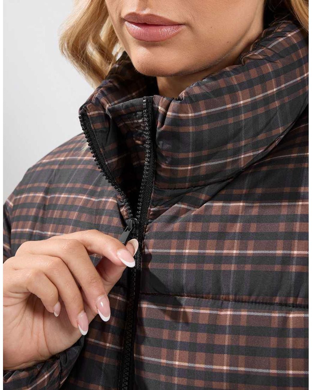 Yours Clothing Gray Check Padded Coat