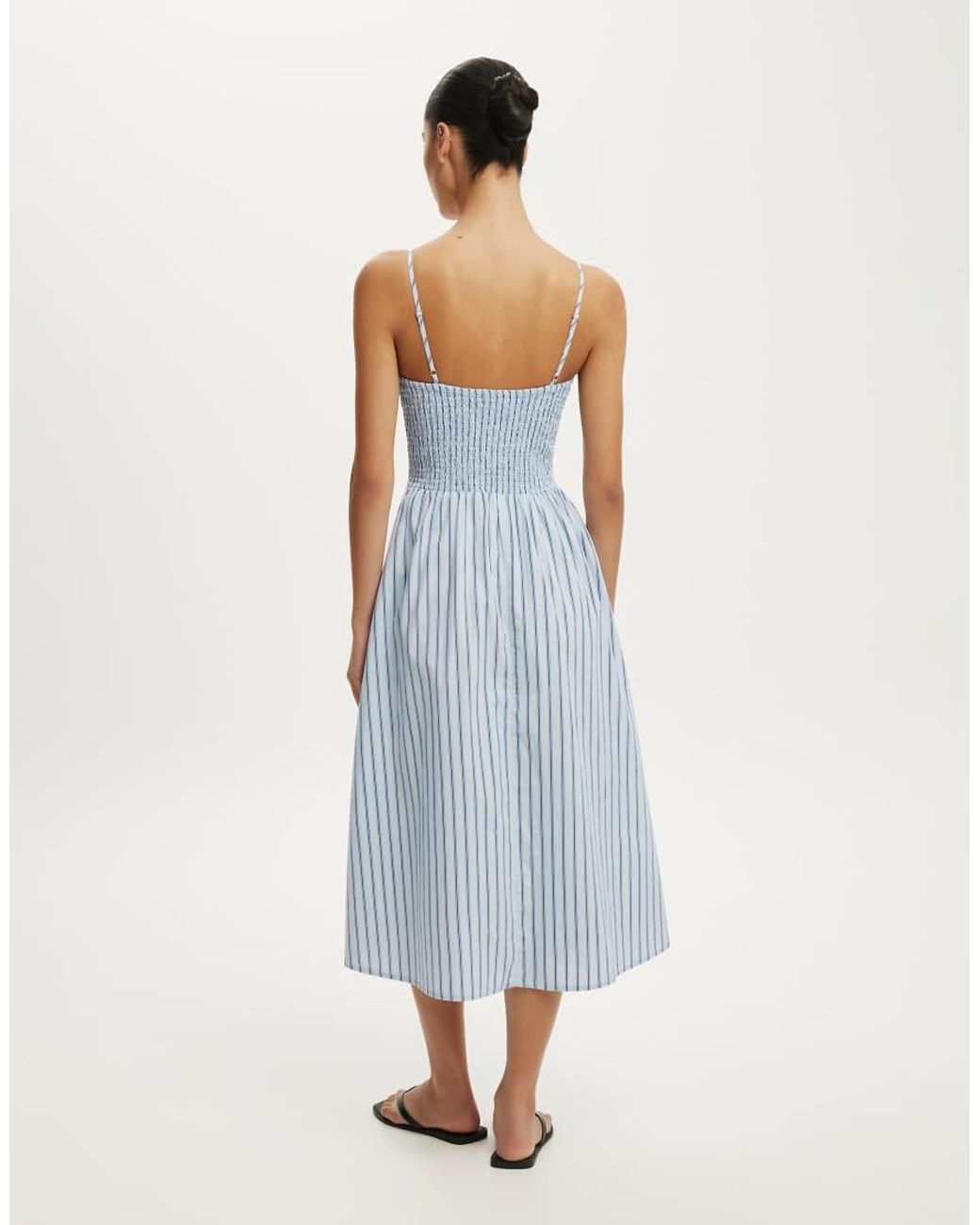 Cotton On Blue Remy Shirred Bodice Midi Dress