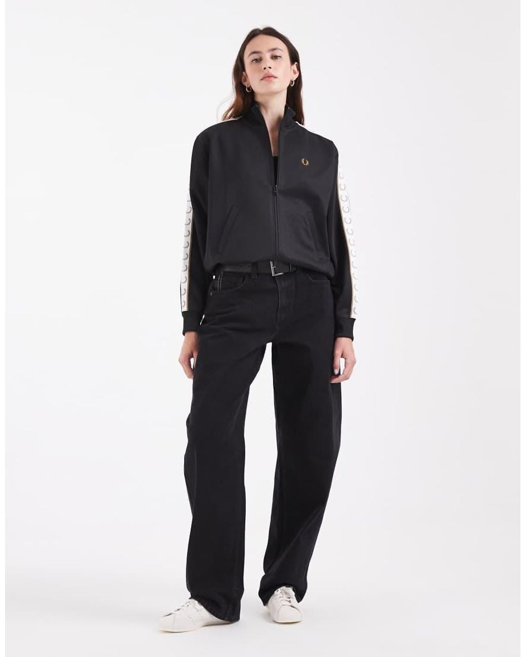 Fred Perry Blue Zip Through Taped Logo Track Jacket