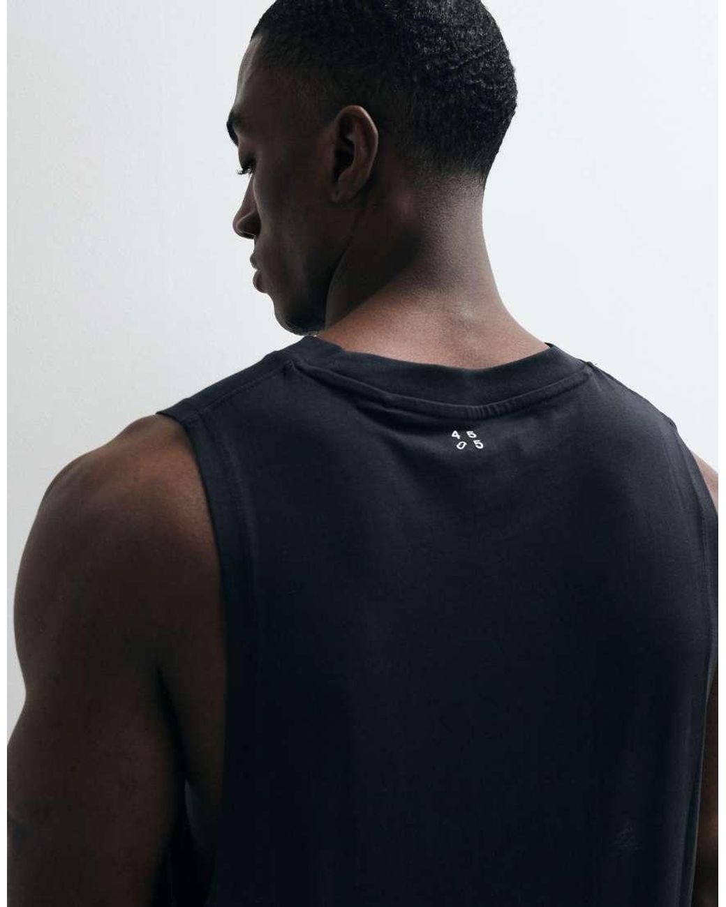 4505 Black Icon Cotton Drop Armhole Training Singlet With Quick-dry Finish for men