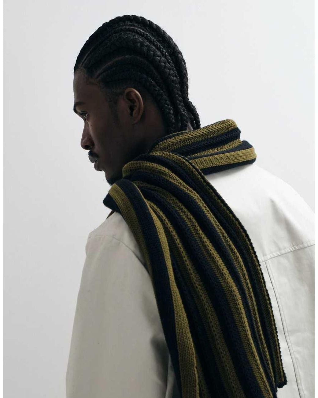 Sciarpa All'Uncinetto A Righe di ASOS in White da Uomo