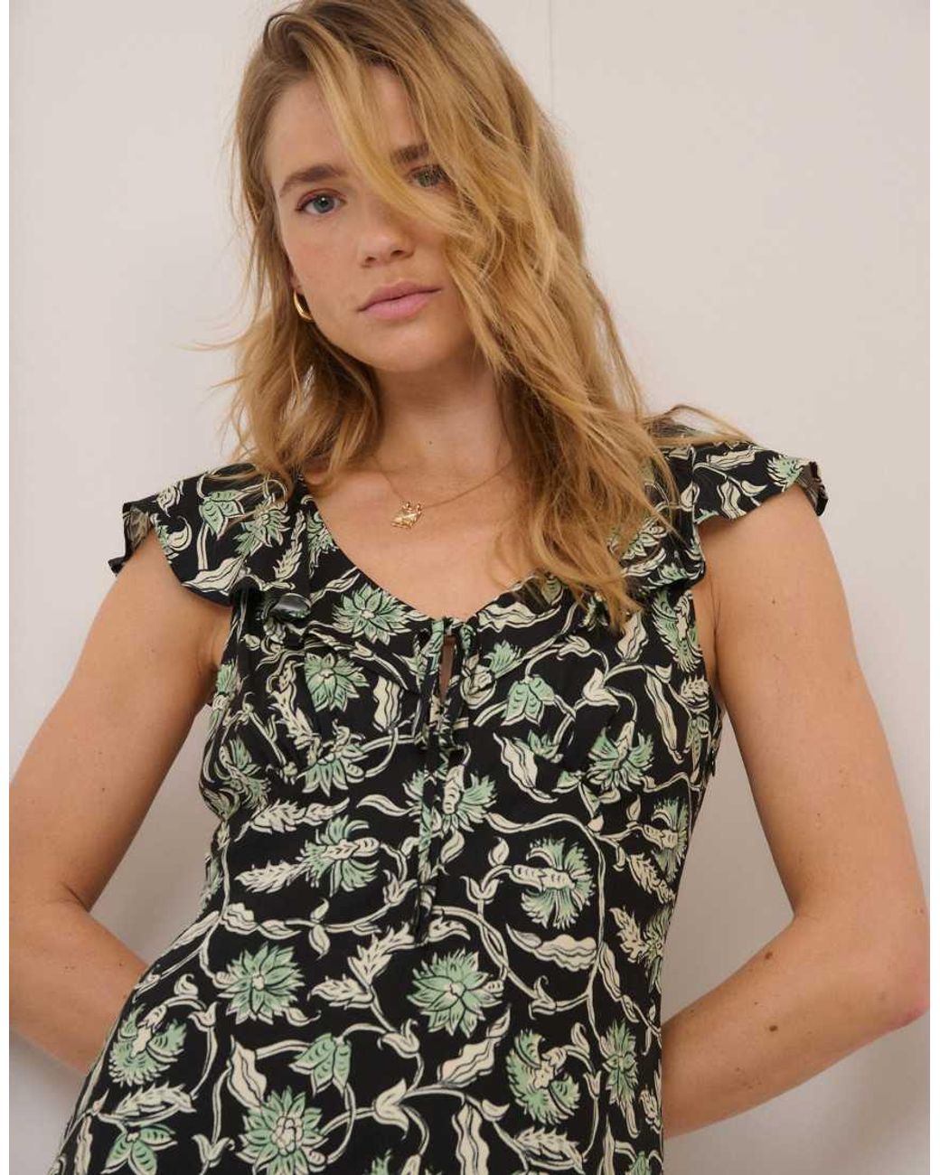 Nobody's Child Natural Floral Cleo Midi Dress
