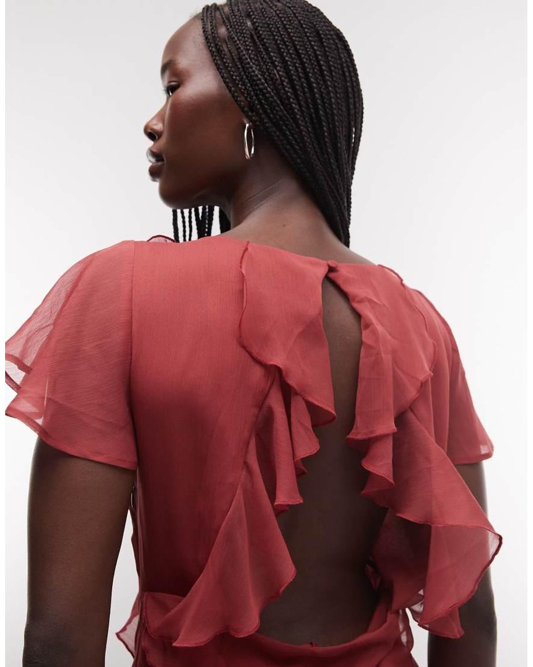 Reclaimed Vintage Red Maxi Tea Dress With Ruffles And Lace