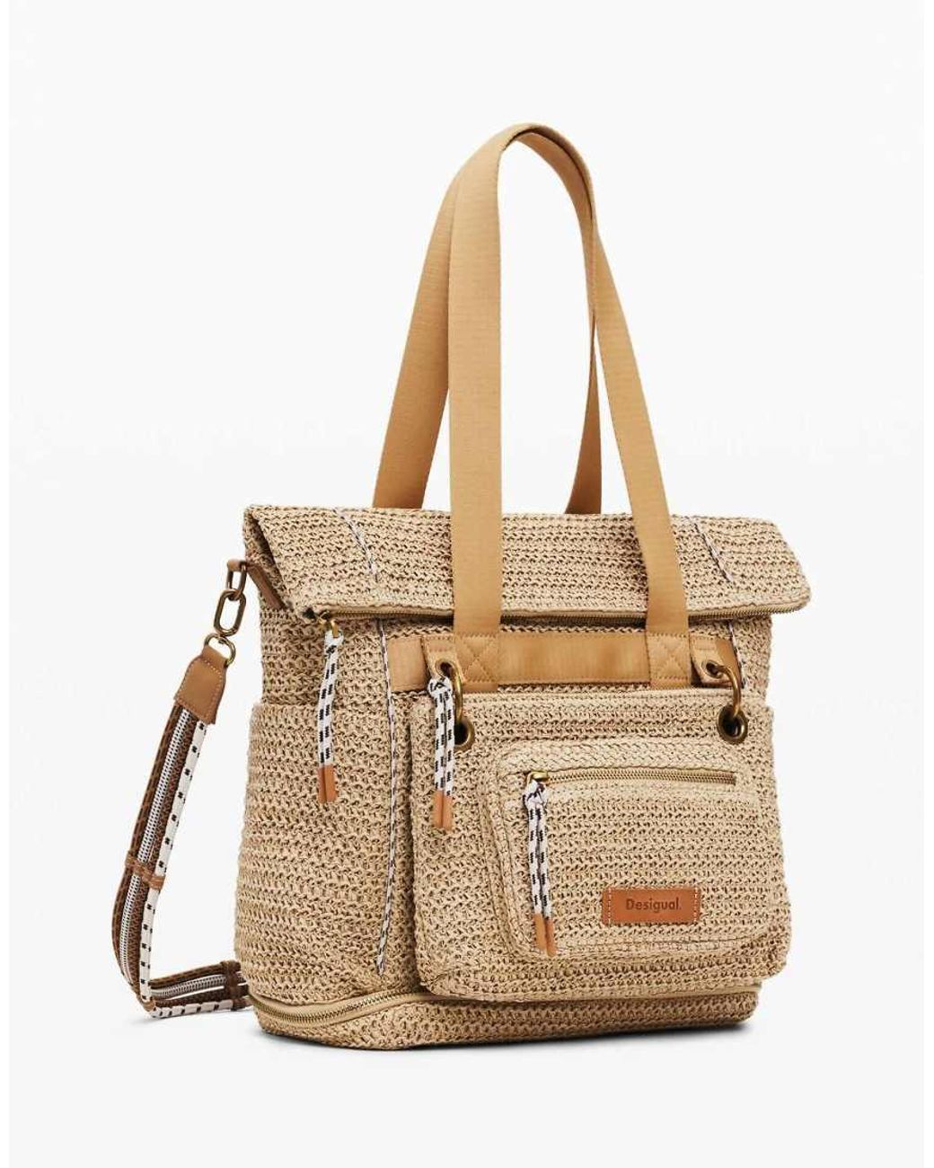 Desigual Natural Large Modular Raffia Backpack