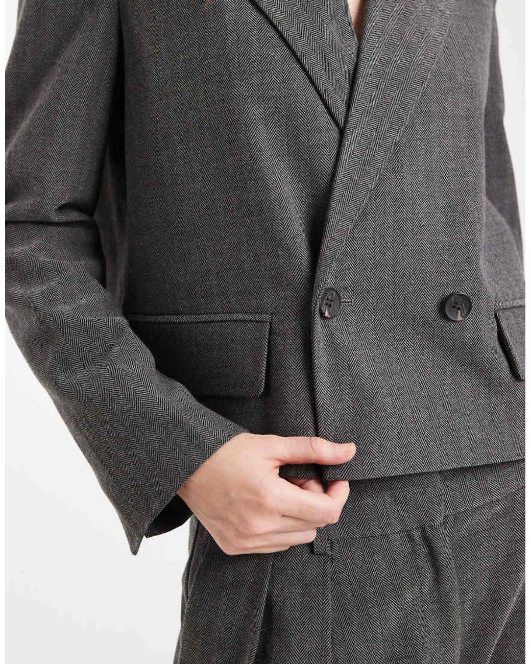 Vero Moda Gray Cropped Oversized Tailored Blazer Co-ord