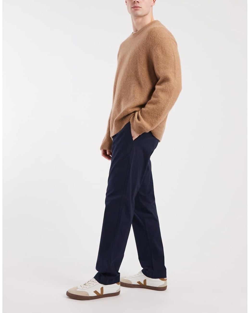 Jack & Jones Blue Loose Drawstring Chino Trousers for men