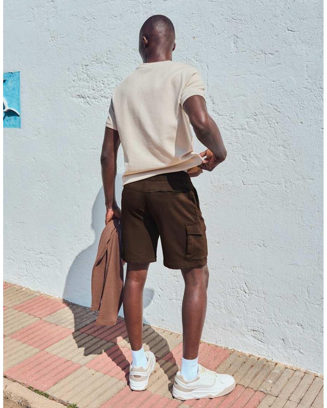 Bershka White Regular Cargo Bermuda Shorts for men