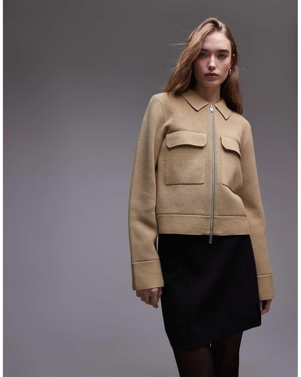 Long Compact Jacket ARKET Pure Cotton Knitted Compact Utility Jacket in Grey | Lyst UK