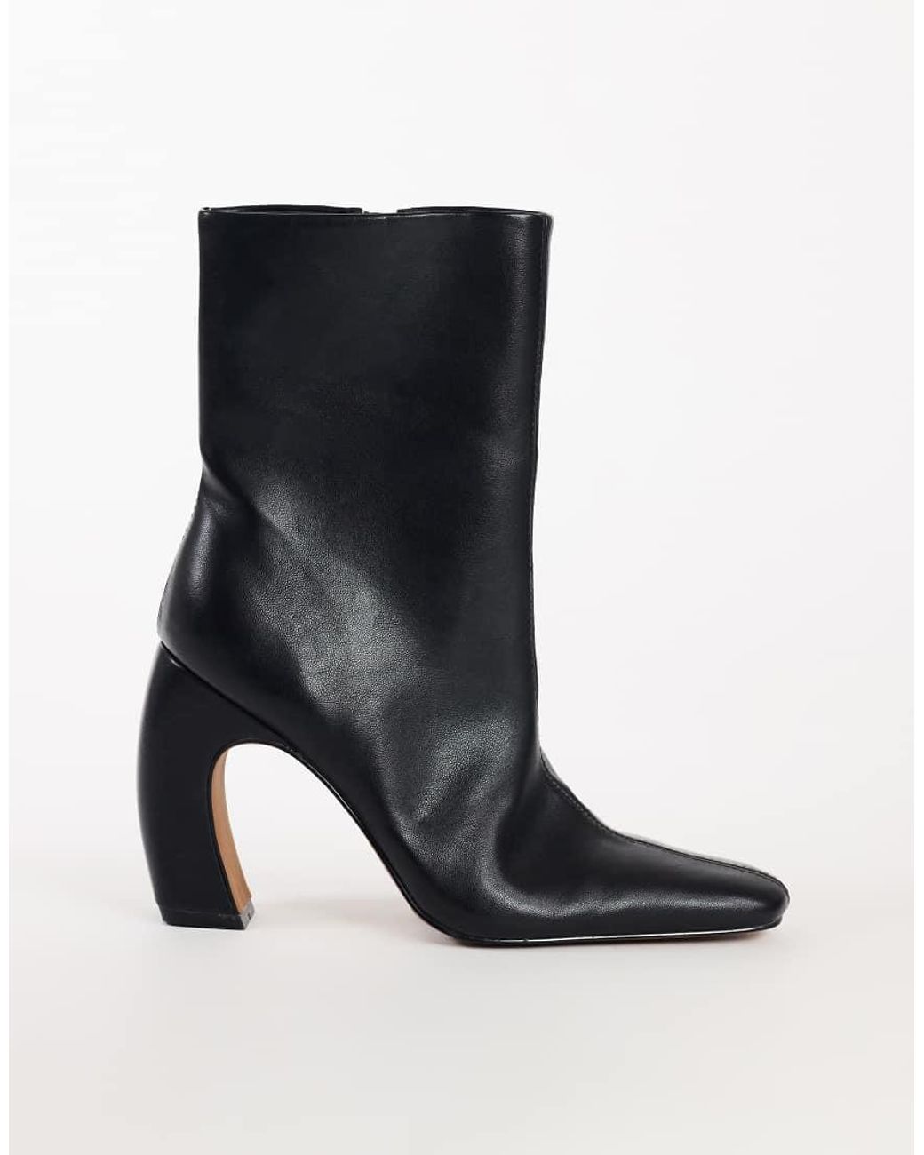 TOPSHOP Black Karter Curved Heel Ankle Boot