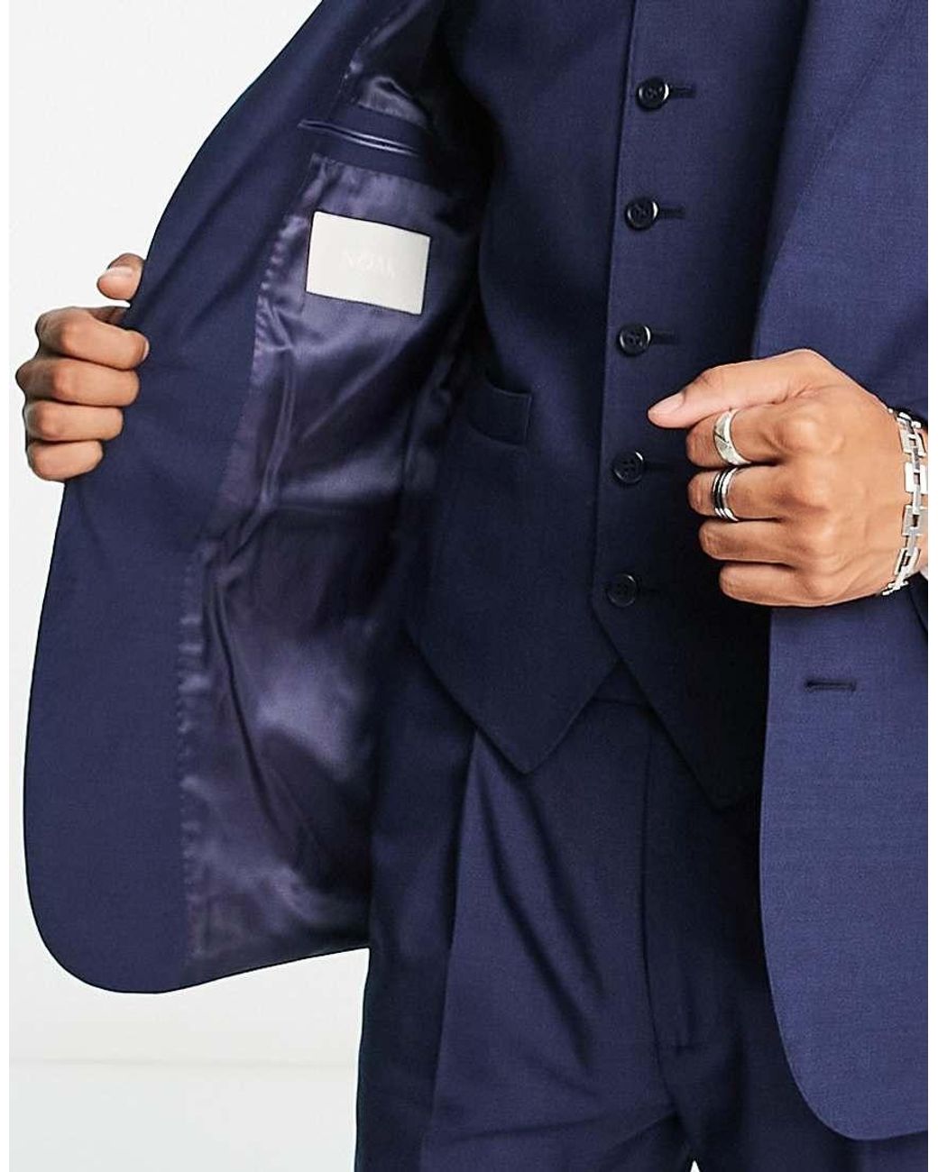 Noak Blue Premium Wool-Rich Skinny Suit Jacket for men