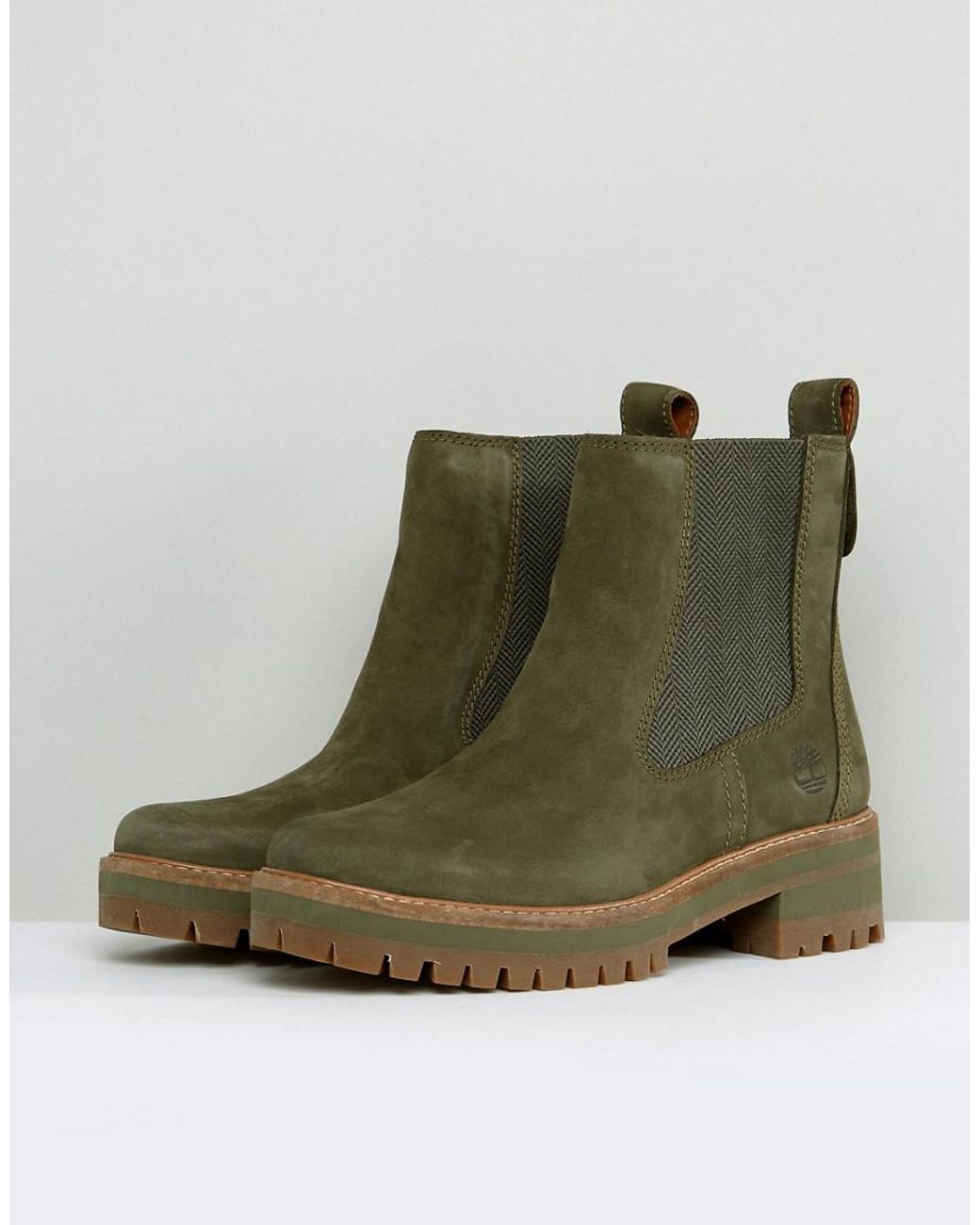 Timberland Suede Courmayeur Valley Olive Chelsea Boots in Green | Lyst