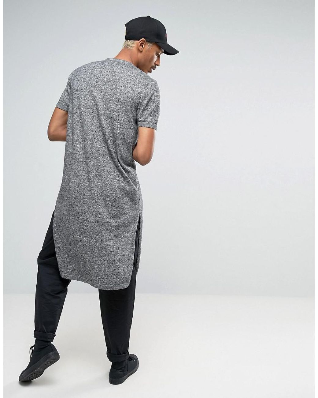 ASOS Super Knitted T-shirt With Long Side Splits in for Men | Lyst