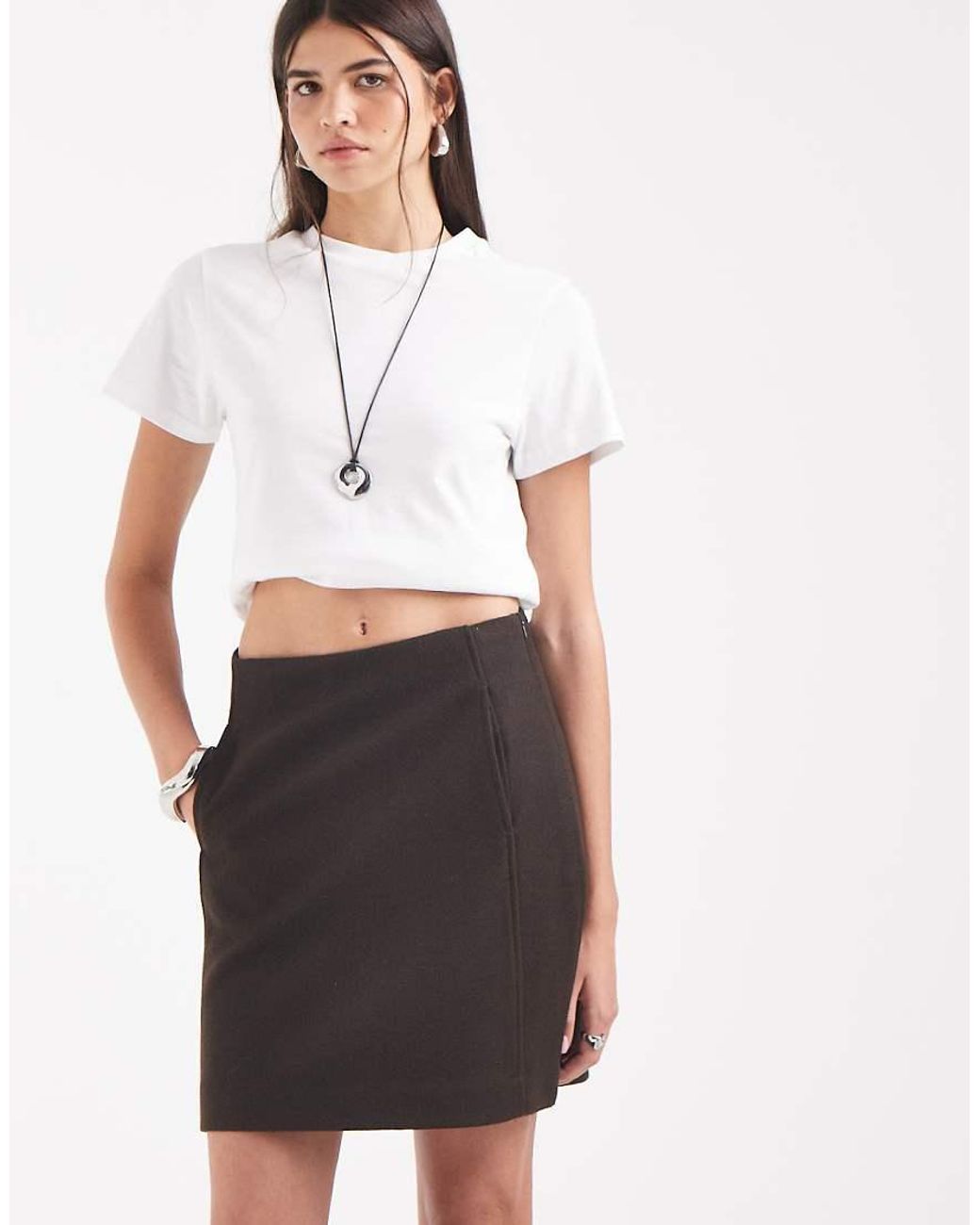 Vero Moda Natural High Waisted Structured Mini Skirt