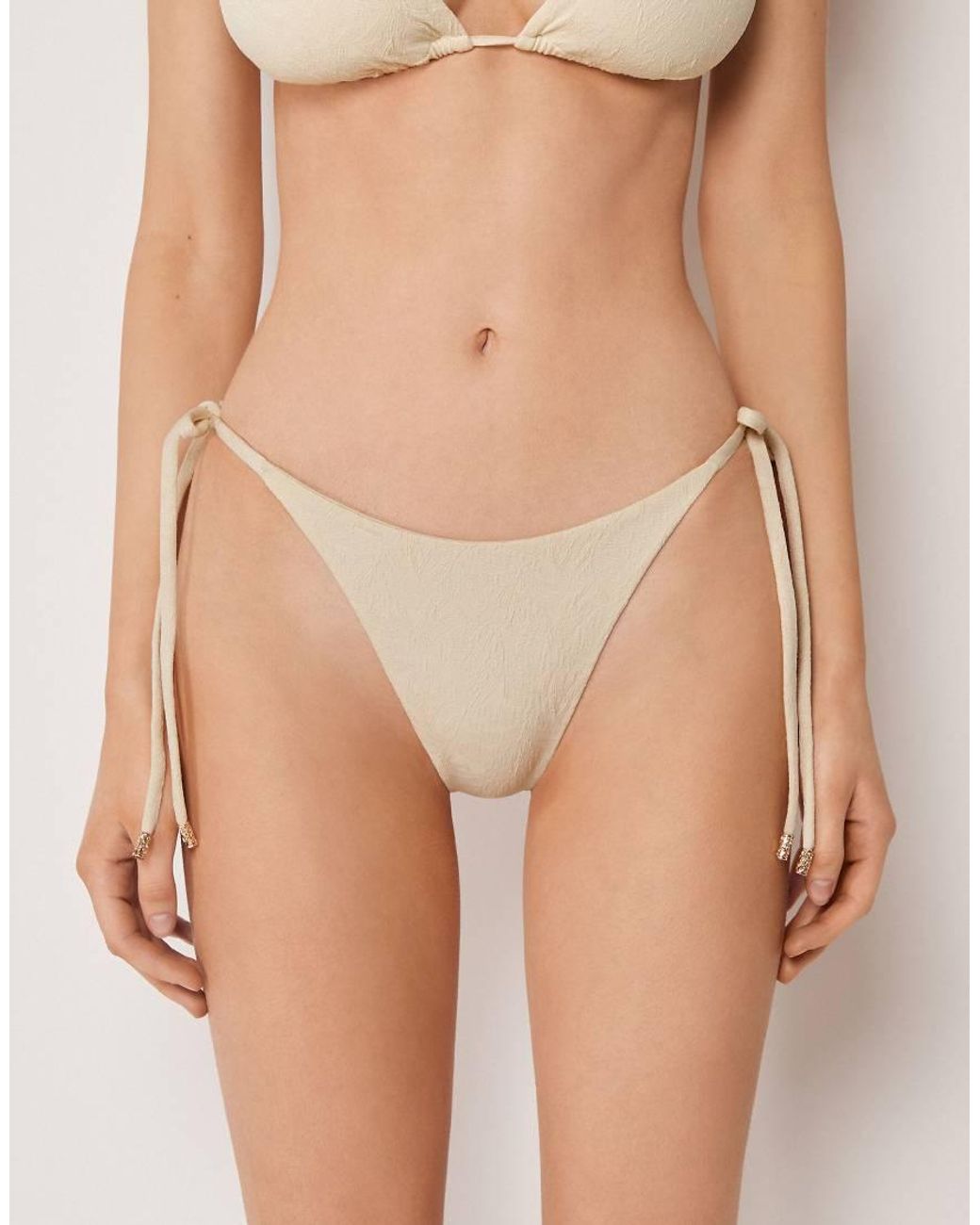 Calzedonia Natural Tie Thong Bikini Bottoms Wild Jungle