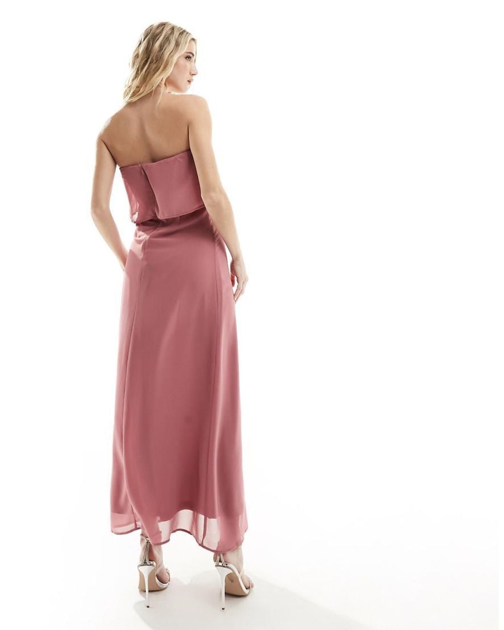 Vila Pink Bandeau Maxi Dress With Straps