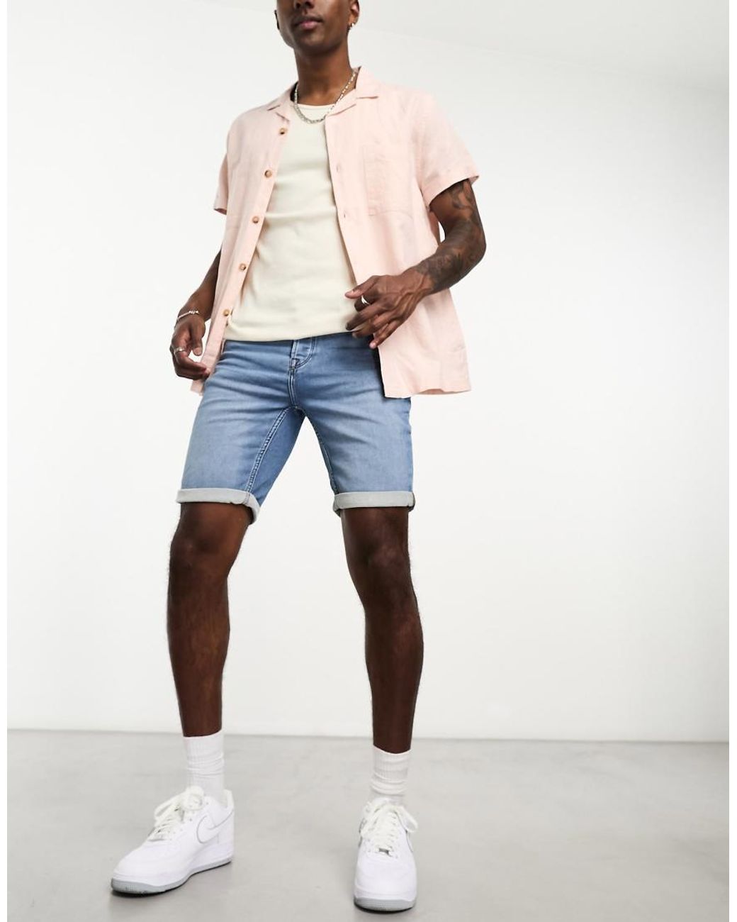 Only & Sons Blue Denim Shorts for men