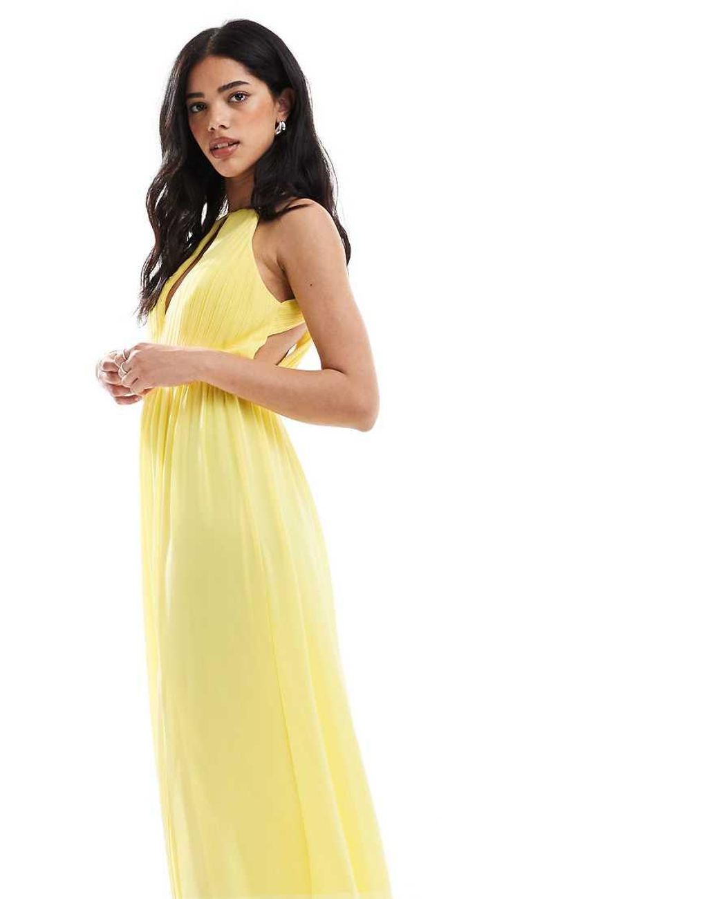 TFNC London Metallic High Neck Maxi Dress With Cut Out Detail