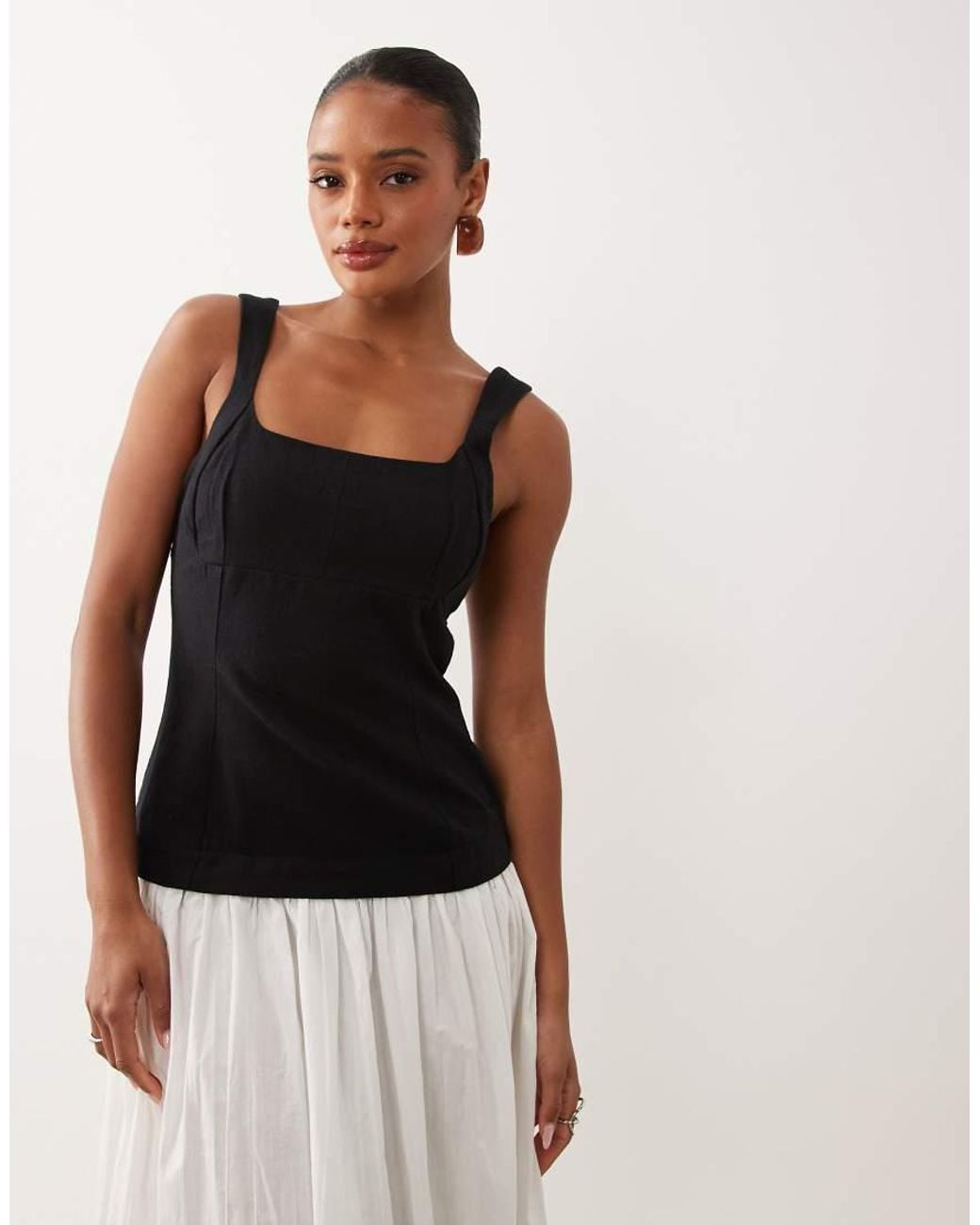 ASOS White Hybrid Maxi Dress With Black Contrast Bodice