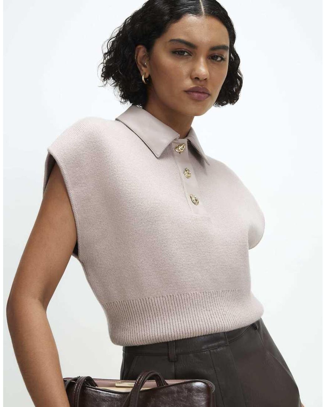 River Island Gray Knitted Tank Polo Top
