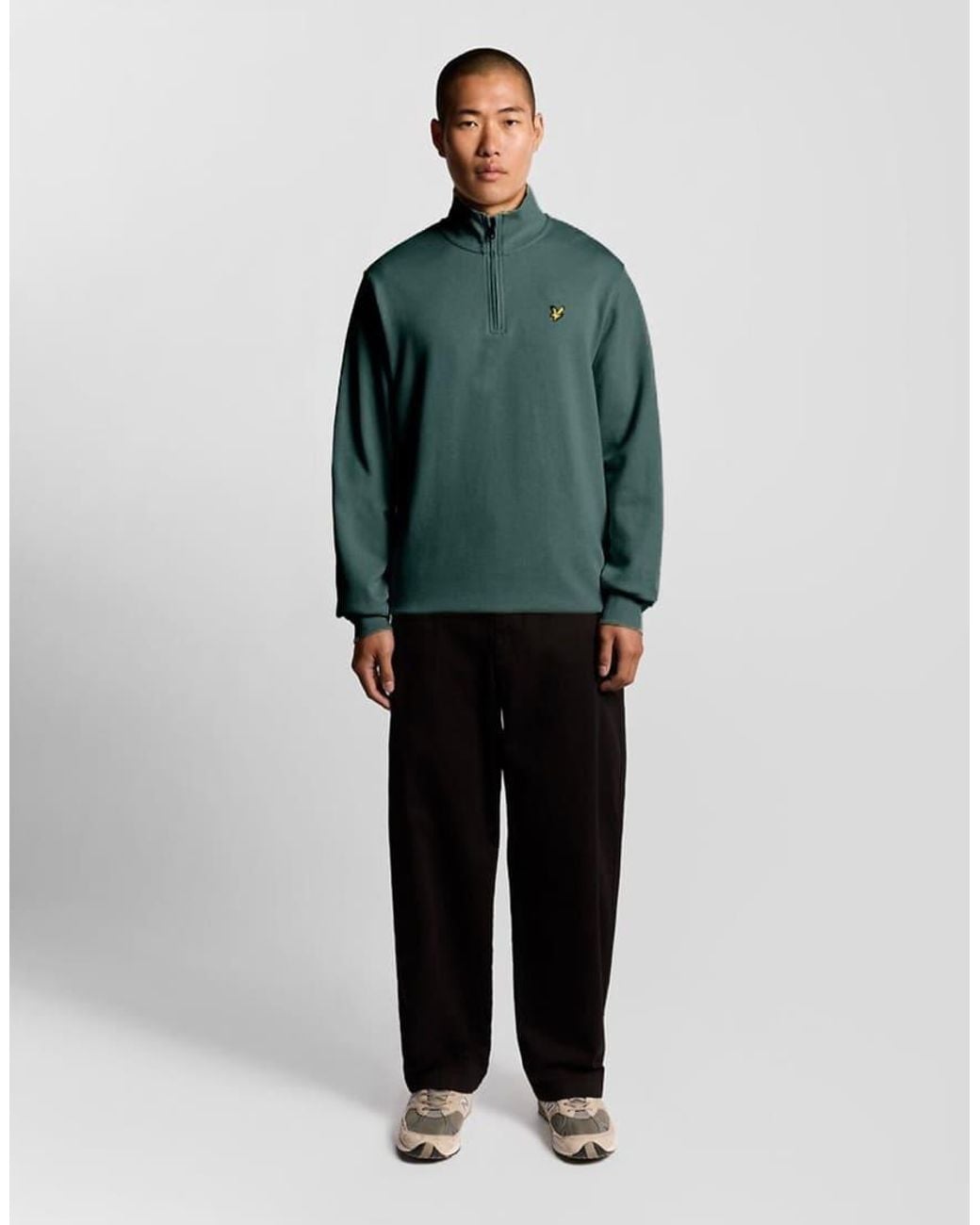Lyle & Scott Green Mid Layers Quarter Zip Pullover Sweatshirt for men
