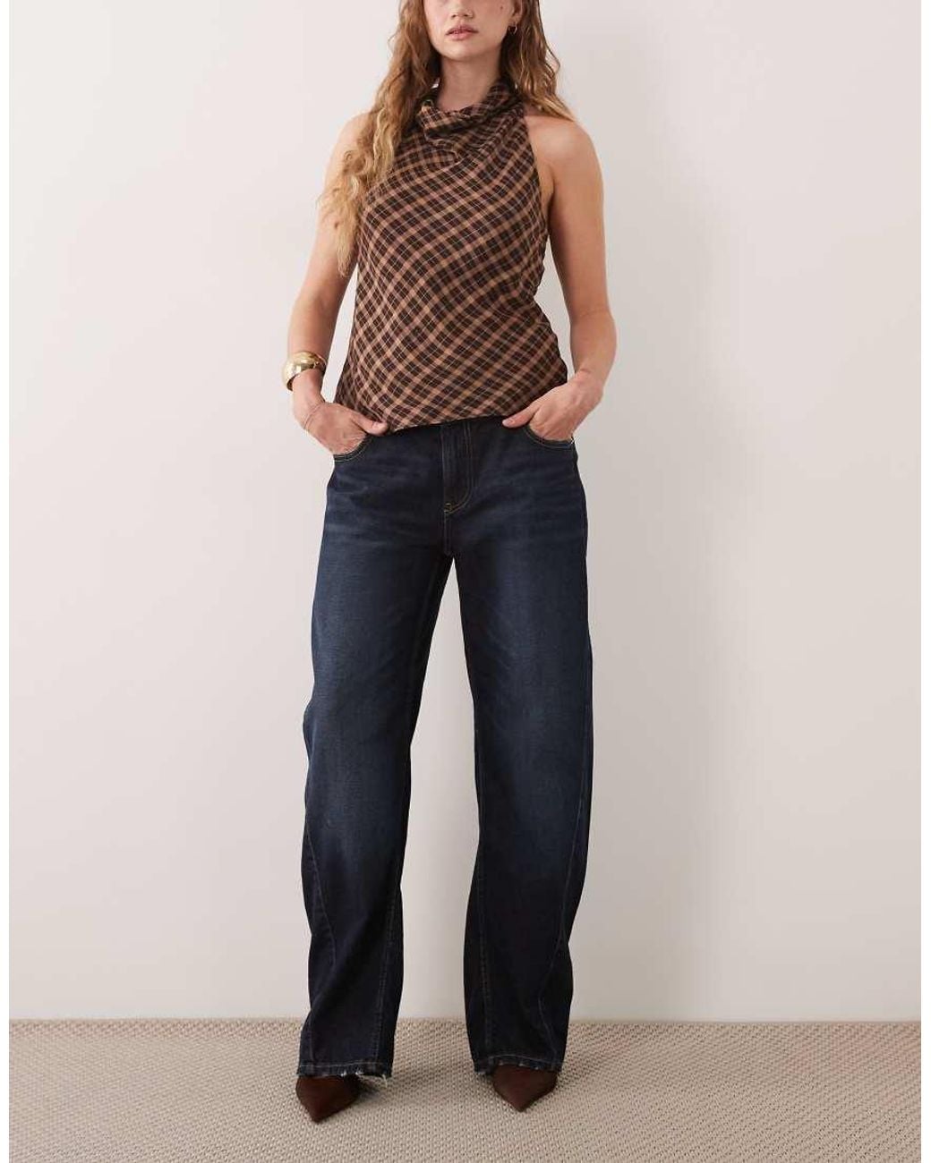 Gina Tricot Blue Mid Waist Barrel Jeans