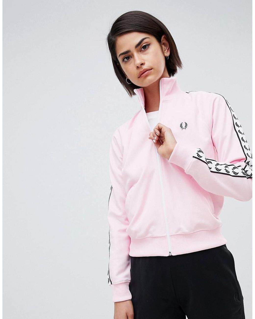 Fred Perry Track Jacket With Logo Tape in Pink | Lyst UK