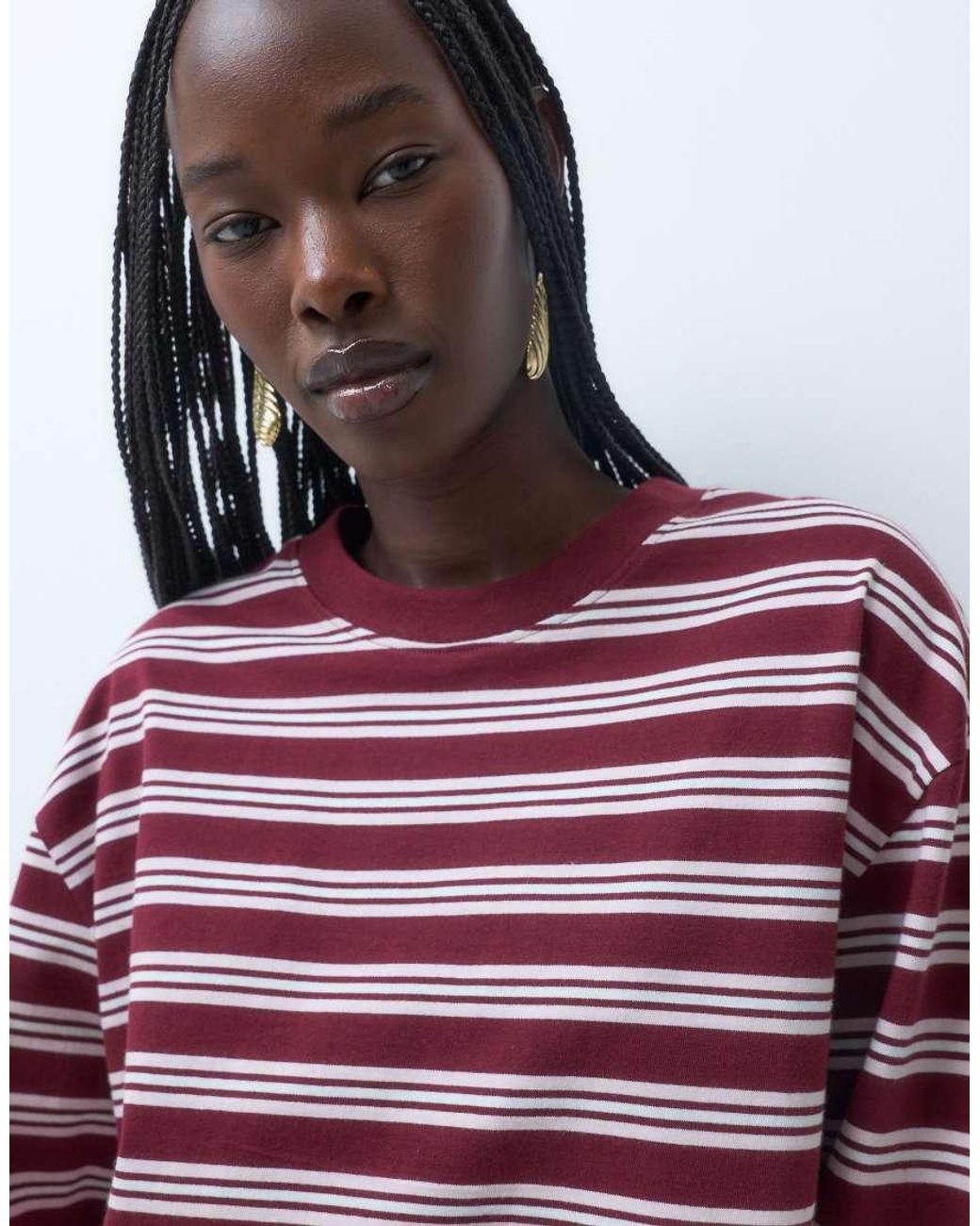 ASOS Red Long Sleeve Boxy Cropped T-shirt